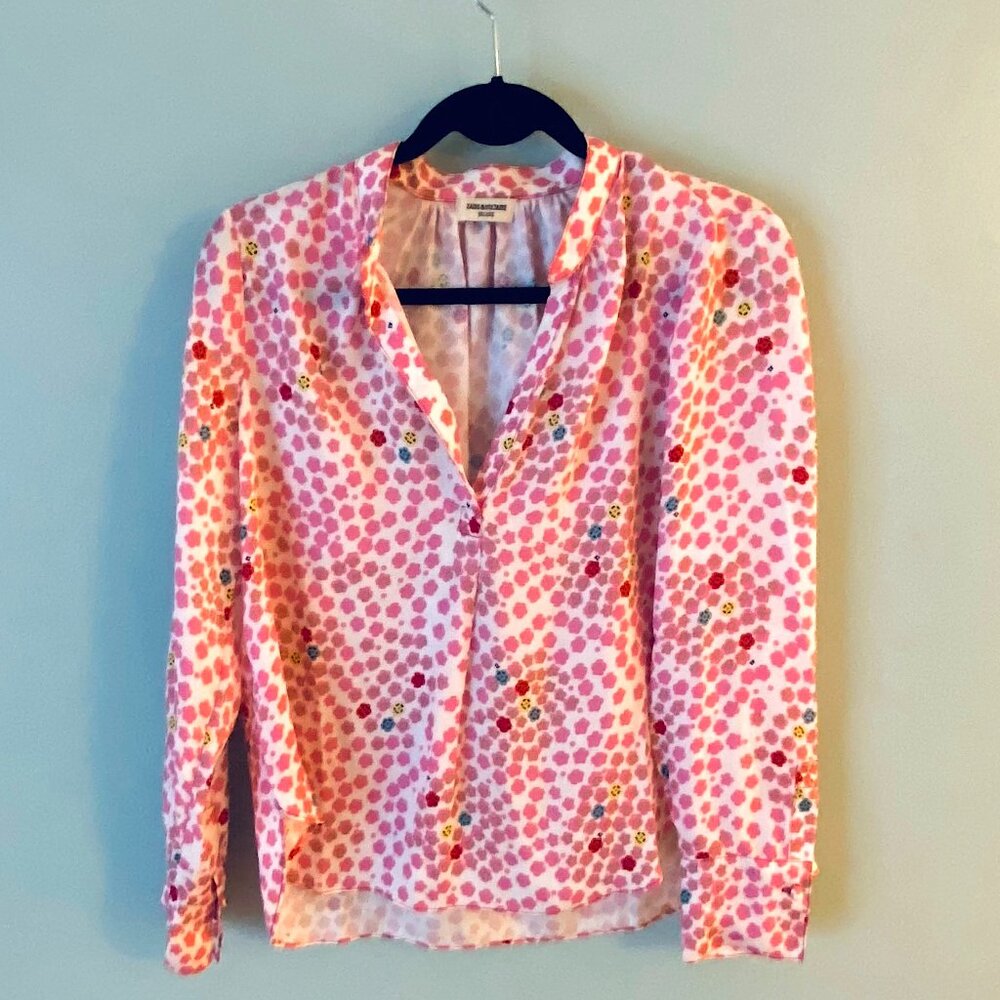 Zadig & Voltaire Tink Kawai Tunic Blouse in Flamant, Size Small